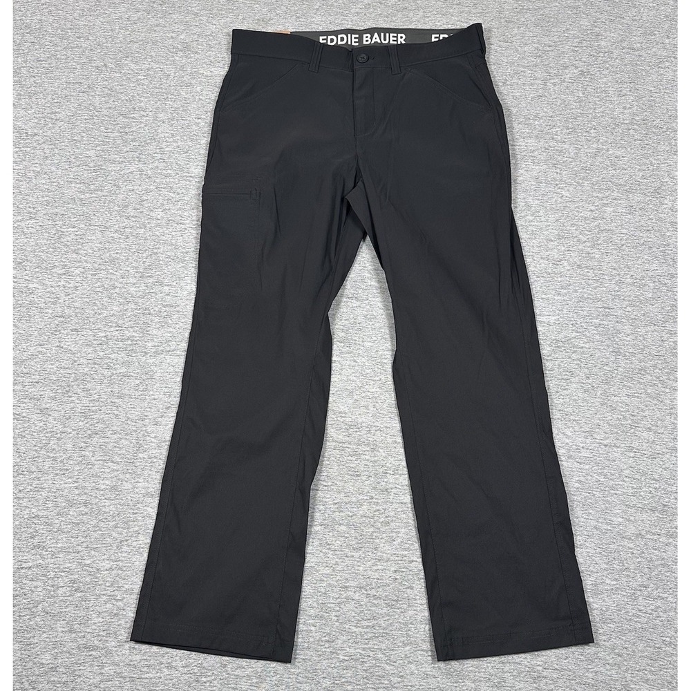 Eddie Bauer Pants Mens 34x30 Black Rainier Tech Performance Outdoor Hiking NEW